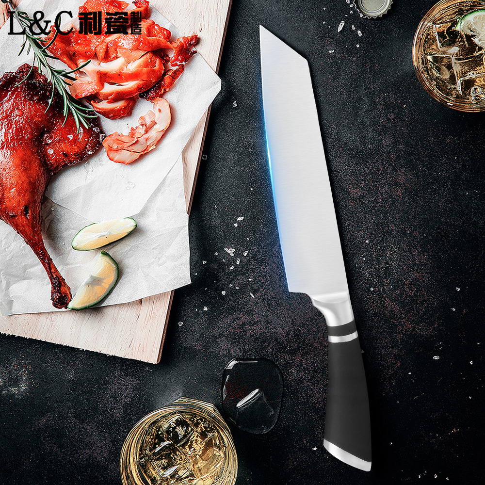 8寸不锈钢日本菜刀料理刀 黑色带钢圈手柄三文鱼刺身刀 片刀|ms