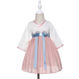 699-女宝宝汉服女童唐装百褶裙连衣裙绣花孺裙中国风礼服童装裙子