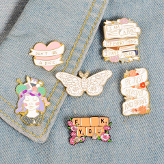 Hot-selling Cartoon-Style Brooches in Europe and America: Personalized Letter Series, Creative Heart-Shaped Butterfly Girl Brooches, and Badges