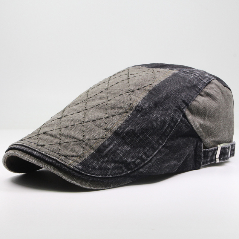 Gespleißter Entenschnabelhut aus reiner Baumwolle, schattenspendende Sonnenschutz-Baskenmütze, modischer und lässiger Herrenhut_voghion.com