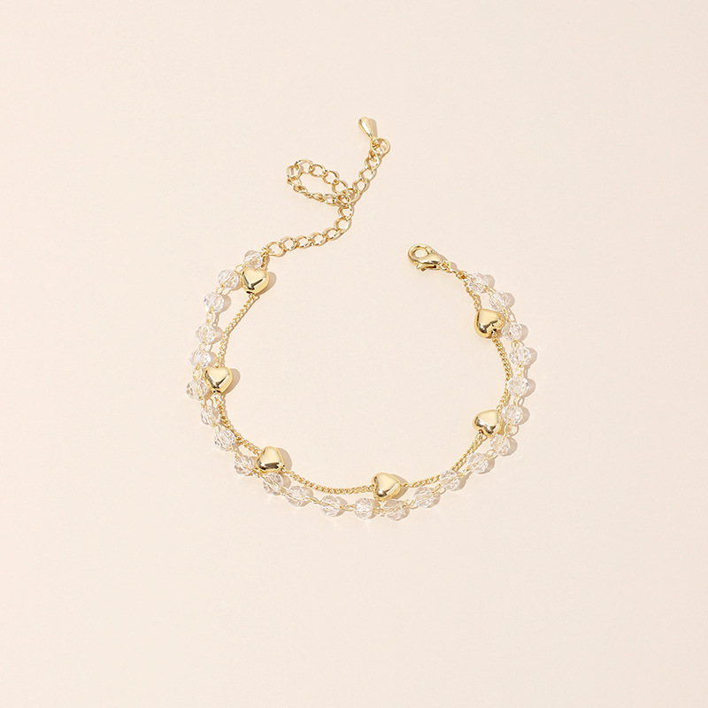 20g Weight Necklace Classification Wedding, Travel Occasion Women'S Gender Simple Crystal Love Double-layer Bracelet Girls Light Luxury Necklace 5
