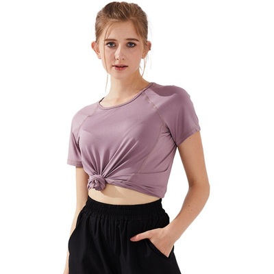 Elastic force Quick drying Easy Bodybuilding motion jacket run Show thin Net Red Mesh ventilation yoga Short sleeved