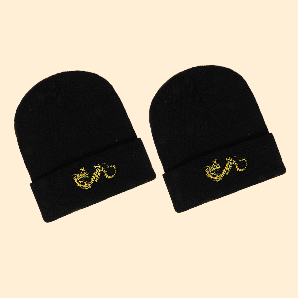 Hot Selling Fashion Dragon Embroidery Knitted Hat Factory Wholesale display picture 3