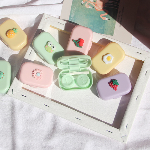 New Korean version matte contact lens box ins cartoon mini contact lens companion box portable care box