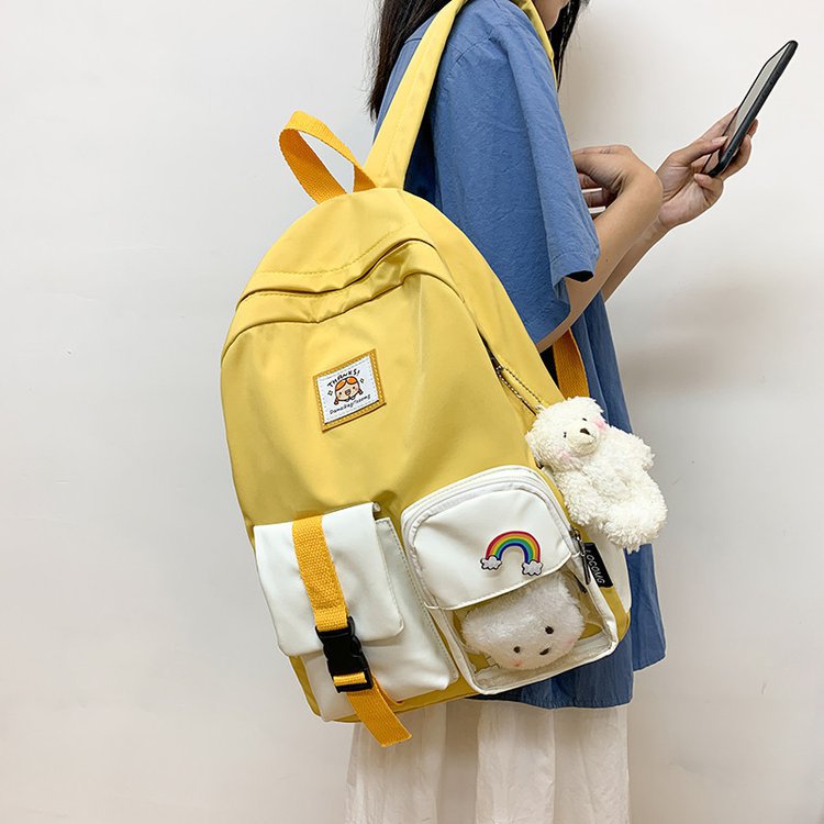 Korean Student Hit Color Backpack Soft School Bag display picture 98