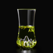 玻璃觀山杯綠茶杯加厚耐熱透明喝水杯子家用創意山峰泡茶杯觀山杯