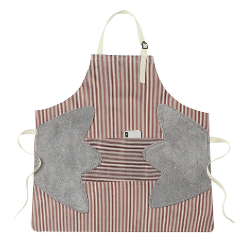 Hand-wiping apron linen apron lace-up sleeveless apron home large pocket hand towel waterproof apron T