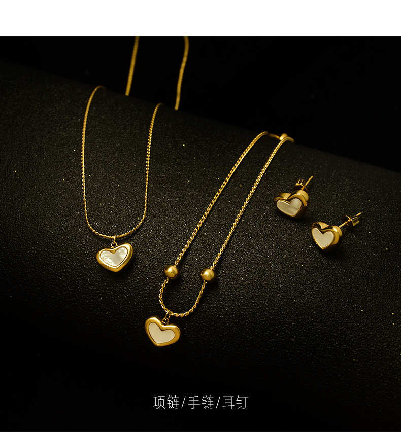 Fashion Women's Heart Shell Necklace Earrings  For Women display picture 14