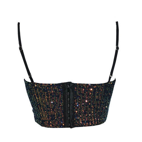 Sexy nightclub elastic Sequin magic color suspender vest bra