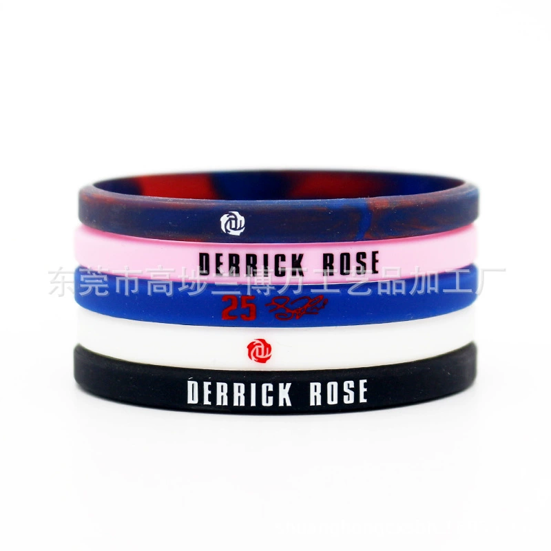[6mm тонкий размер баскетбольная звезда розы NBA силиконовый браслет Derric Rose спортивная нарукавная лента]
