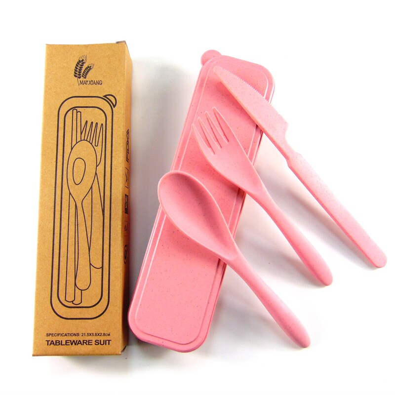 Wheat Straw Tableware Knife, Fork and Spoon Gift Set Portable Tableware Kidsren's Tableware Three-piece Set Wholesale