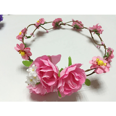 Cross border Headdress Garland simulation rose bride Seaside on vacation Garland Hair band Headdress Head hoop Selling wholesale