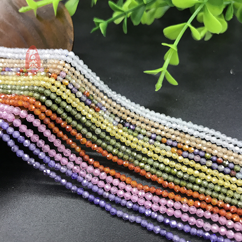 2mm 3mm Colorful Zircon Cut Stone Bead Necklace Earrings Accessory Hairpin Tassel DIY Jewelry Accessories Wholesale