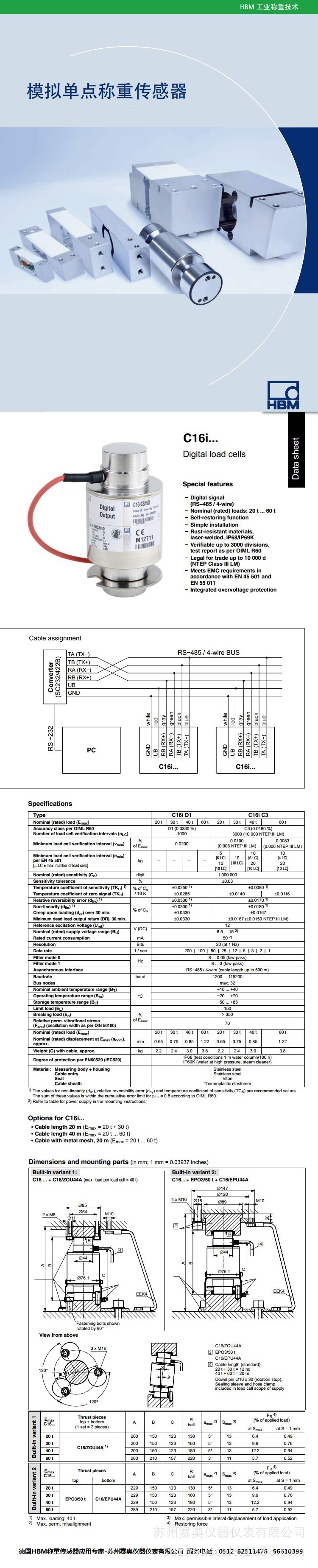 Датчики hbm c16i