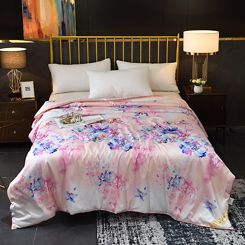 针线订花桑蚕丝被双人加厚被子 地摊跑江湖被 礼盒装会销礼品批发