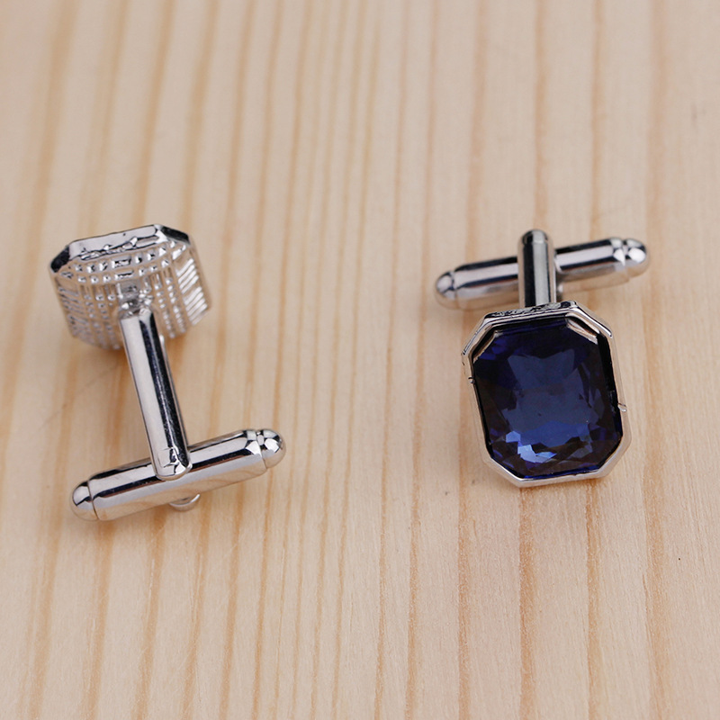 New Creative All-match Colorful Glass Diamond Cufflinks display picture 5