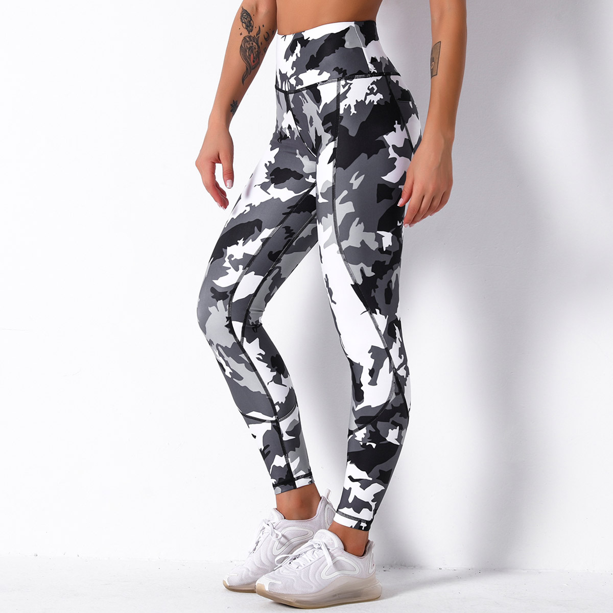 printing high waist hip stitching stretch yoga pants  NSLX12874