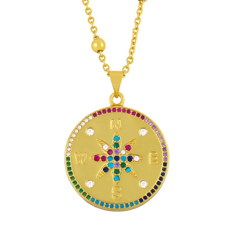 Round Medal Gold Coin Pendant Necklace display picture 6