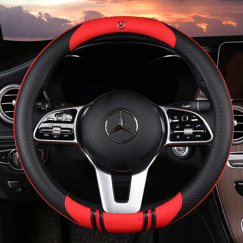 汽车方向盘套夏季四季通用把套时尚个性防滑透气带车标跨境专供