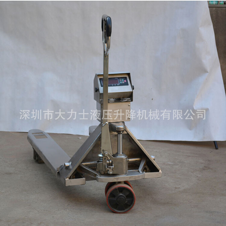全不锈钢电子秤搬运车 304不锈钢手动叉车地牛称重手拉液压叉车