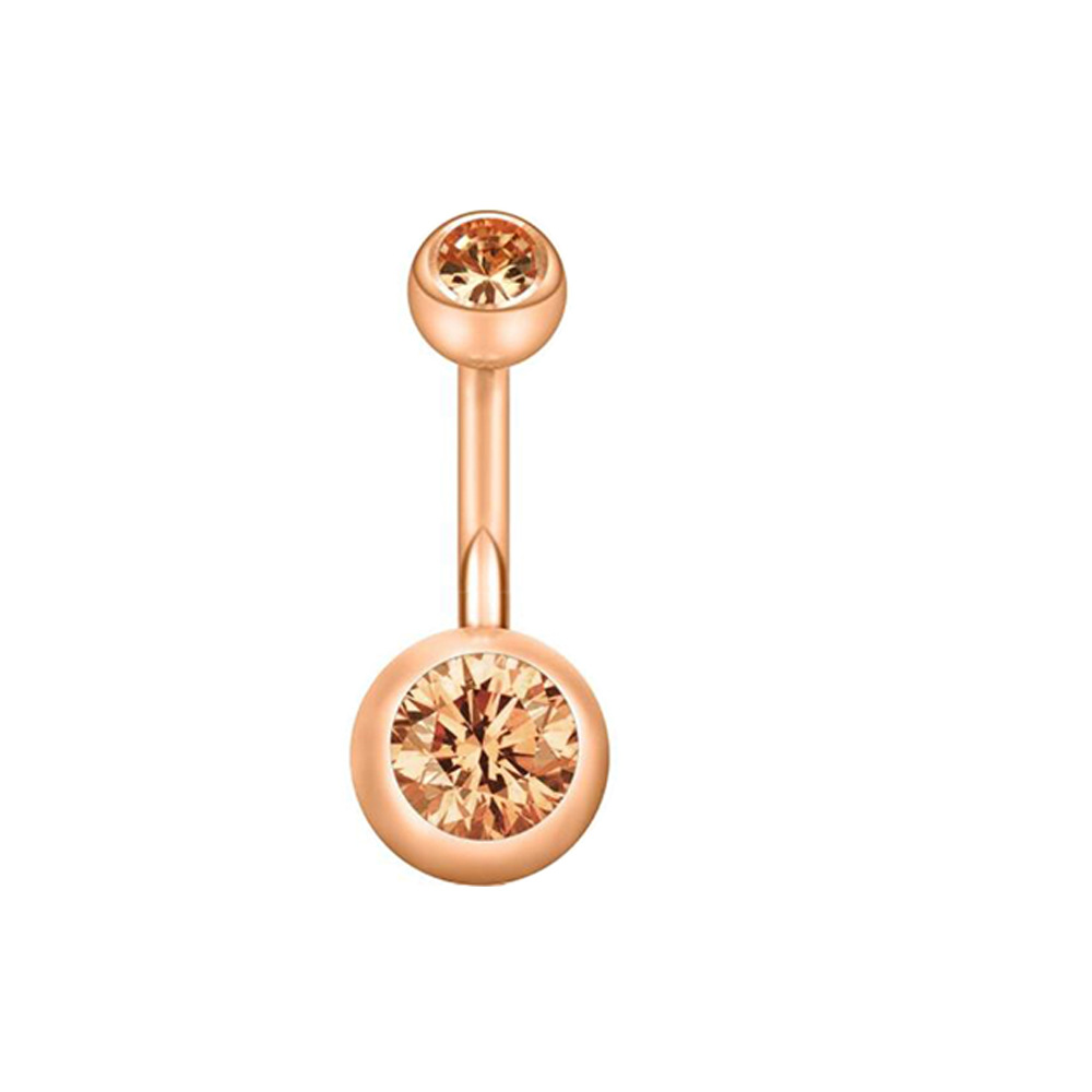 Gold Double White CZ Flower Belly Button Ring Stainless Steel Navel Jewelry detail image 10