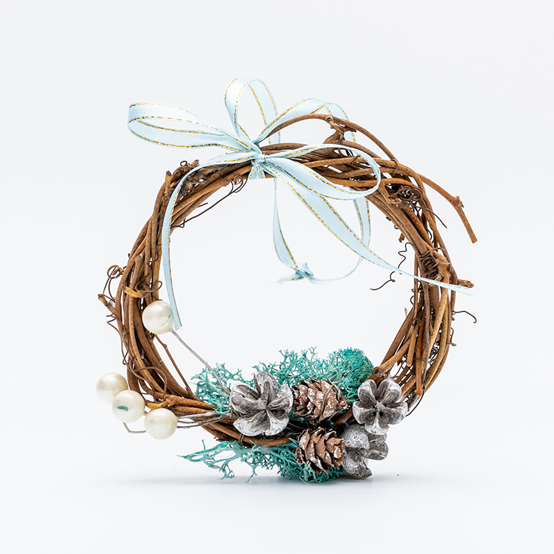 Navidad pequeña guirlanda de vinas pequeña decoración de frutas rojas de paja guirlanda colgante decoración de árbol de Navidad