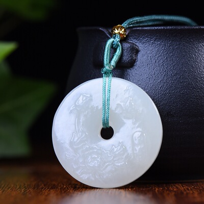Factory direct supply/A generation of fat/Certificate attached Nephrite  White jade Blossoming Ping An buckle Pendant