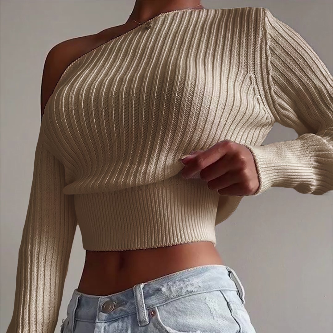 Solid Color Strapless Sexy Sweater NSHML66651