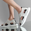 Summer sandals, men's leather beach footwear for leisure, slippers platform, genuine leather