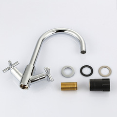 HuiCi Cross-Border Dual-Handle, Dual-Switch Kitchen Hot & Cold Water Faucet | Single-Outlet Kitchen Sink Faucet | Rotating Vegetable-Washing Tap