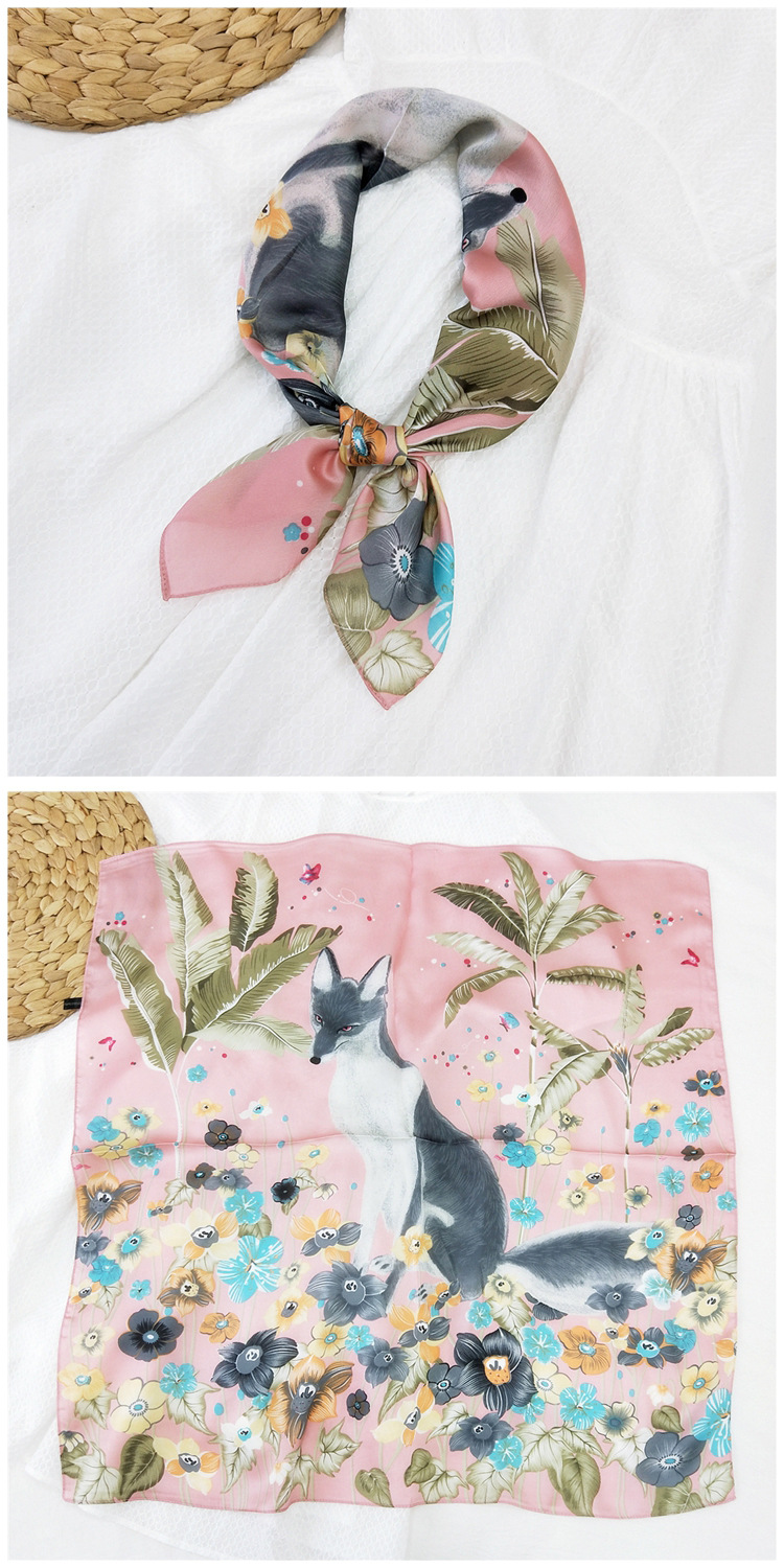 60g Weight Silk Scarf Classification Travel Occasion Silk Material Unisex Gender Printing Design Sweet Style Khaki, Grey, Red, Green, Blue, Yellow, Black Color 70 Small Square Scarf Silk Scarf Women Summer Neck Scarf Neck Protector Korean Thin Scarf 14