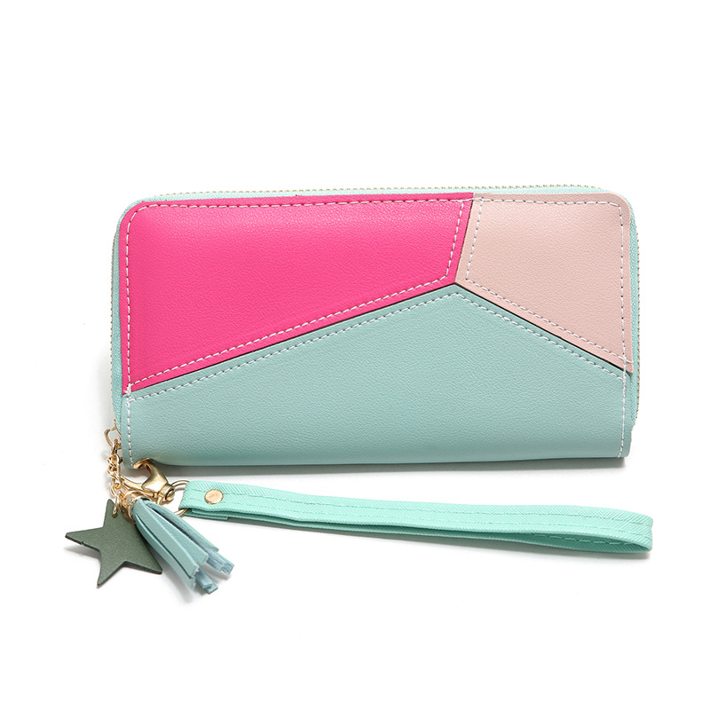 Korean Stitching Women's Wallet Card Bag Color Matching Mobile Phone Bag Card Bag display picture 1