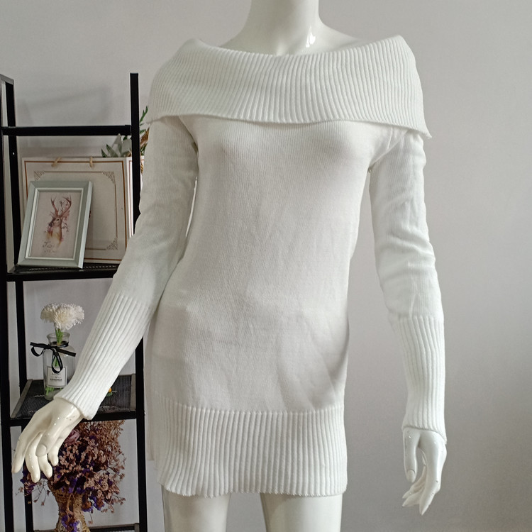 Productos de Venta Caliente Transfronterizos para Otoño e Invierno 2025 en Europa y América: Vestido Suéter Sexy Ajustado con Hombros Descubiertos, Suéter de Punto para Mujer image 4