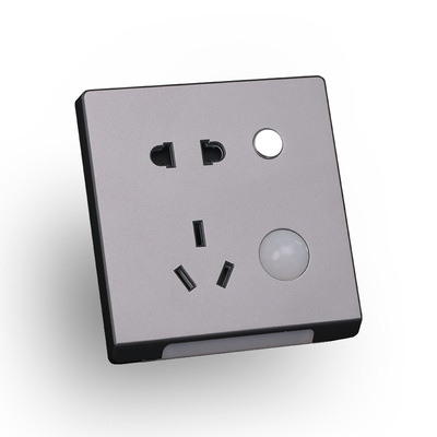 86型五孔带小夜灯开关插座楼道酒店地脚灯人体感应LED声控5孔面板|ms