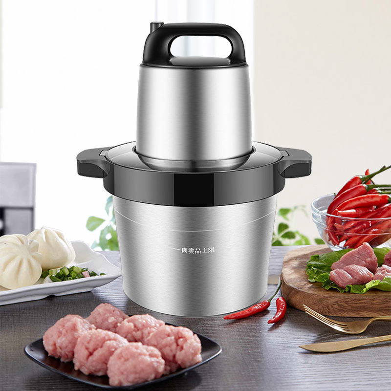 6L绞馅机大容量商用电动多功能不锈钢搅碎机绞肉剁辣椒切菜蒜泥器|ms