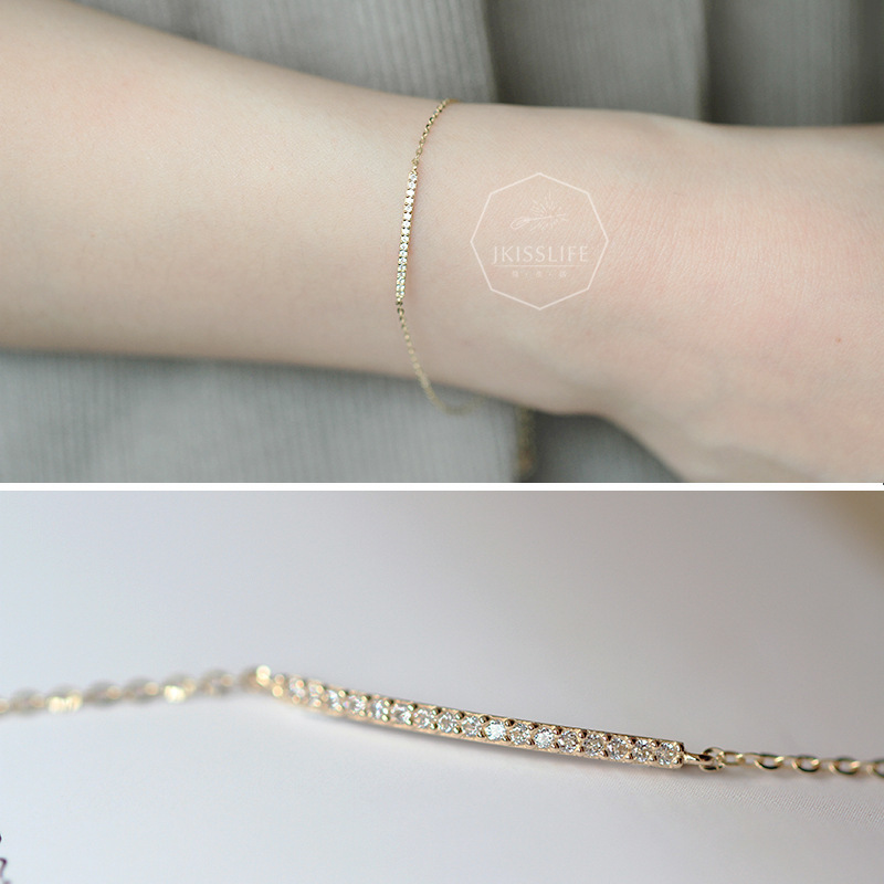 S925 Sterling Silver Plated 14K Gold Row Drill Super Fine Bracelet Design Sense Simple and Exquisite Temperament All-match Bracelet S925 Sterling Silver Plated 14K Gold Row Drill Super Fine Bracelet Design Sense Simple and Exquisite Temperament All-match Bracelet