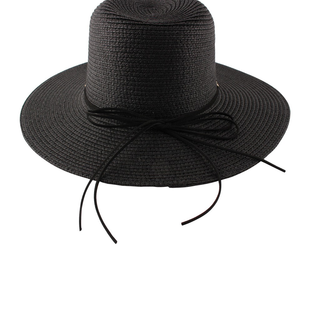 Women's Fashion Solid Color Beaded Flat Eaves Fedora Hat display picture 3