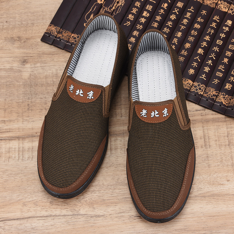 春夏新款老北京布鞋男一脚蹬单鞋男中老年休闲舒适鞋子男厂家批发