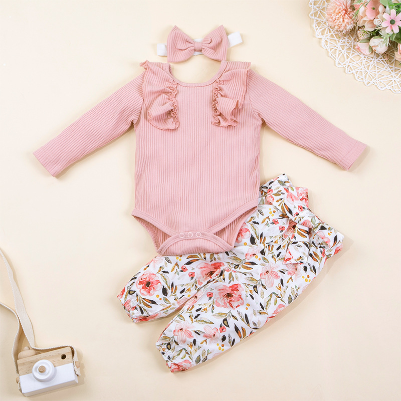 Baby Autumn Two-piece Hang Strip Long-sleeved Trousers Printing Suit Hot-selling Baby Clothes display picture 2