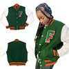 S390032 AliExpress wish Explosive money Europe and America mlb Cardigan leisure time letter Thread Mosaic Jacket coat