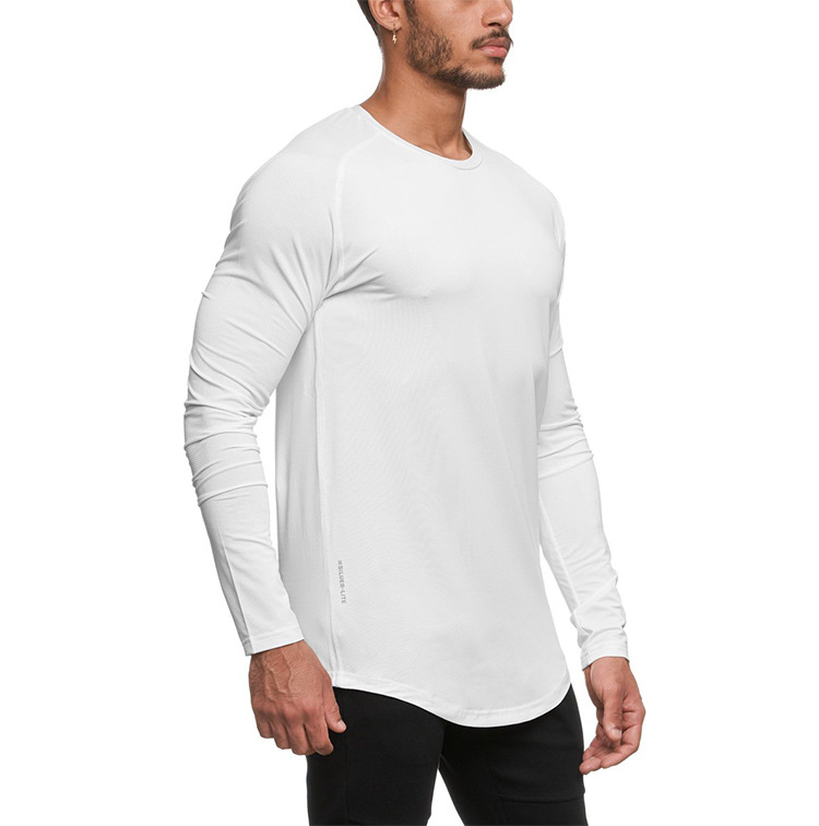 T-shirt da uomo a maniche lunghe primaverili e autunnali in maglia tinta unita con scollo tondo, maglietta sportiva da uomo ad asciugatura rapida_voghion.com