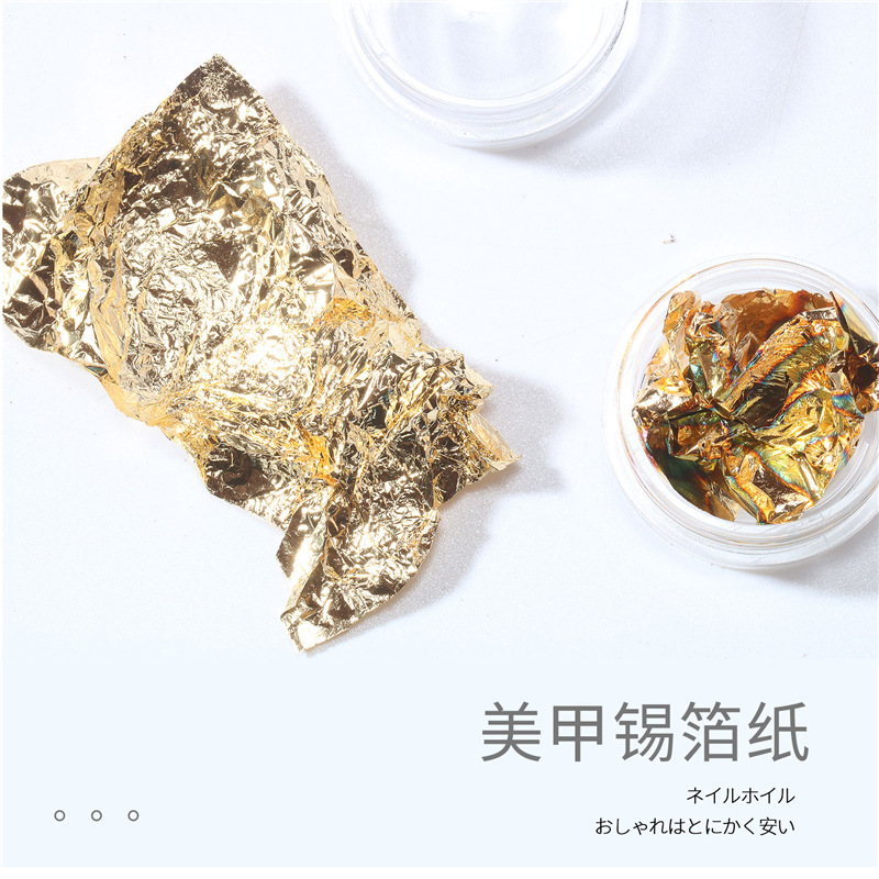 Joyería de uñas especial oro y plata papel de lámina de oro al por mayor papel de lámina de oro y plata papel de lámina de plata 4 colores