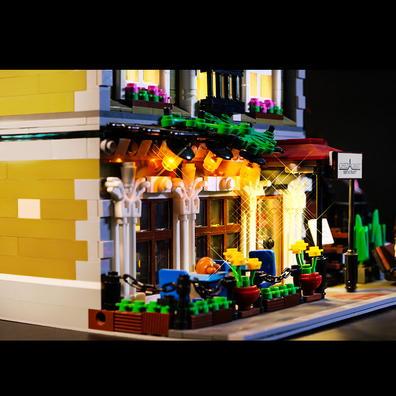 Iluminación de bloques de construcción LP compatible con Lego 10243 iluminación de Street View iluminación de restaurante de París iluminación de bloques de construcción LED
