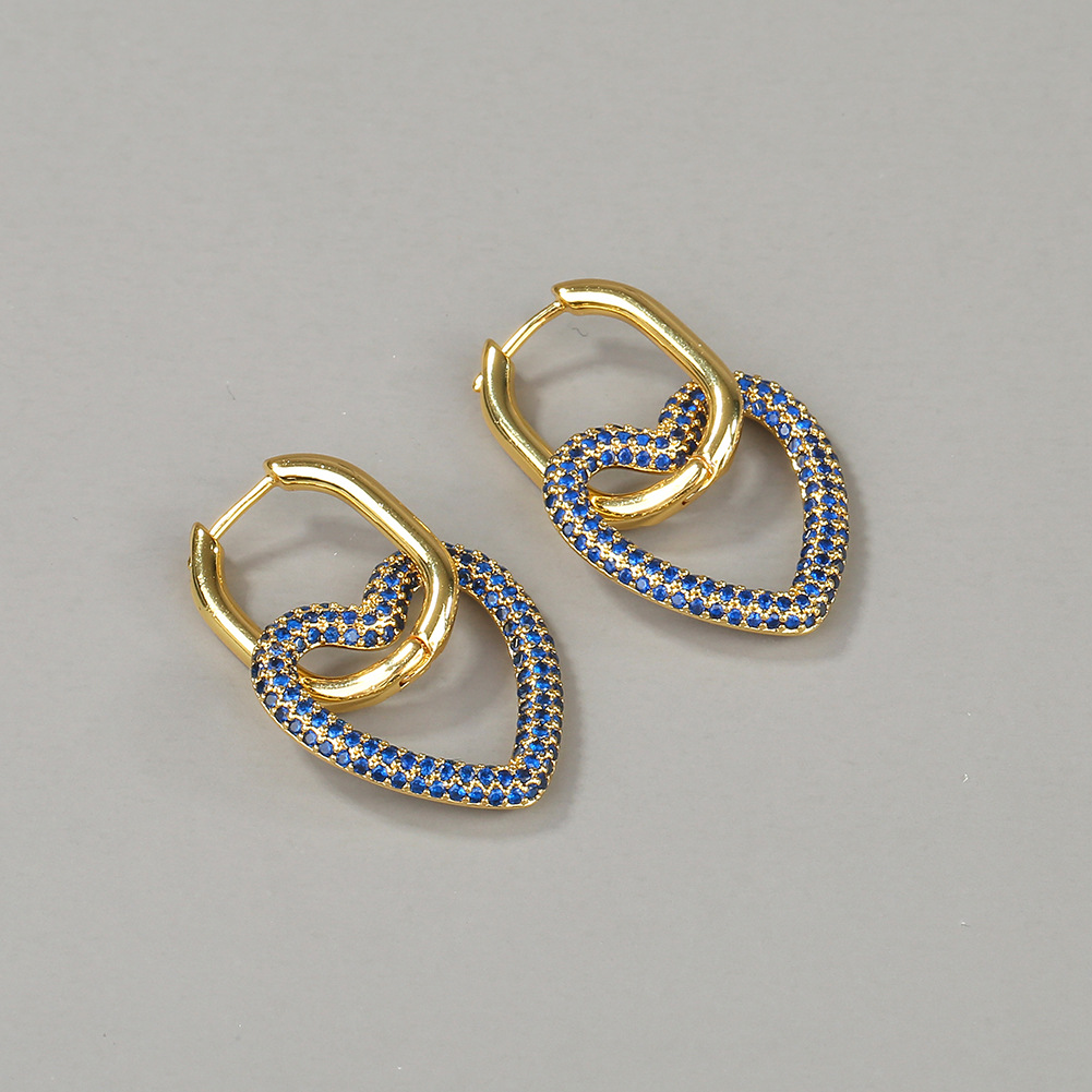 Fashion Copper Micro-inlaid Zircon Love Earrings display picture 12