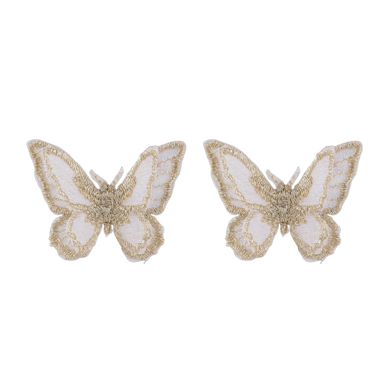 Lightweight Butterfly Double-layer Butterfly Three-dimensional Embroidery Color Butterfly Earrings 925 Silver Needle Earrings Wholesale Nihaojewelry display picture 3