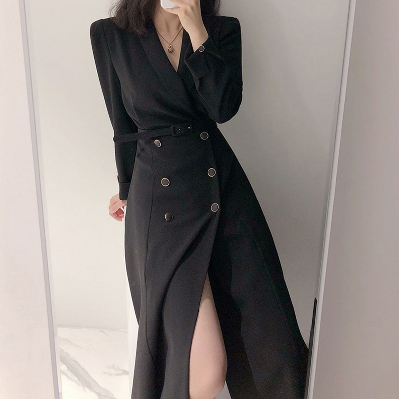 a line dress coat Dark Gray Wool Long Coat  Vintage A-Line Winter Overcoat 4027 Grey / XS
