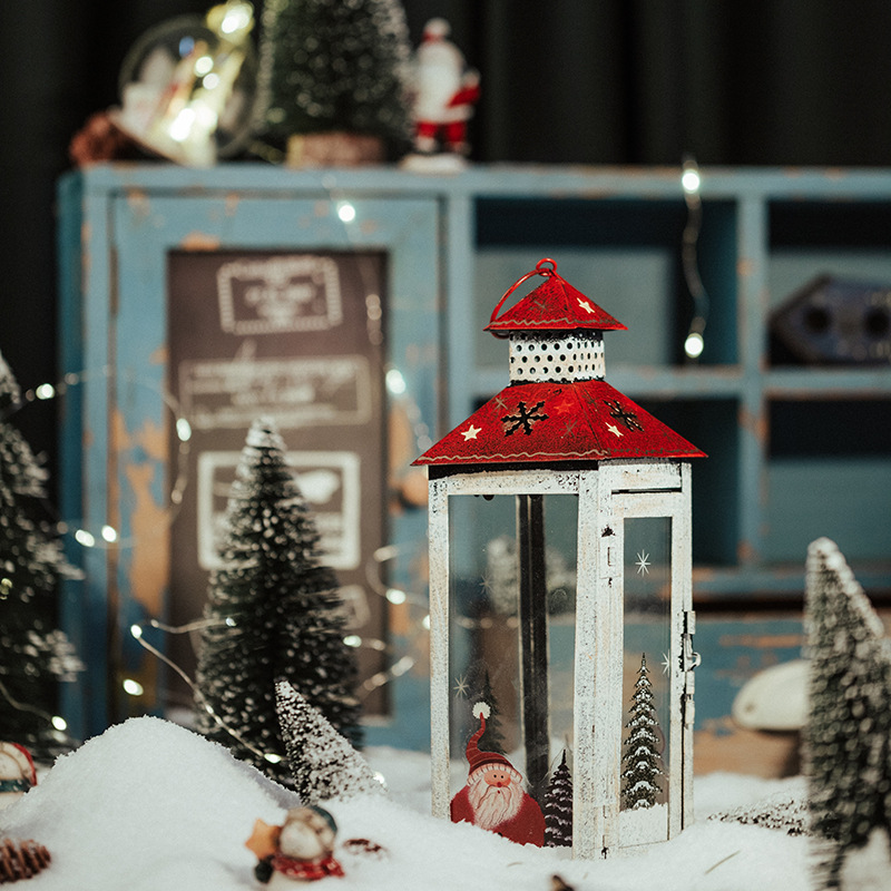 Retro estilo americano decoración de lámpara de viento a prueba de viento candelabros colgantes decoración de navidad muñeco de nieve viejo