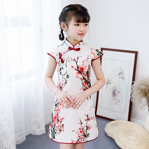 Qipao for kids Children Chinese Dress cheongsam girl little girl short sleeve national Princess Dress