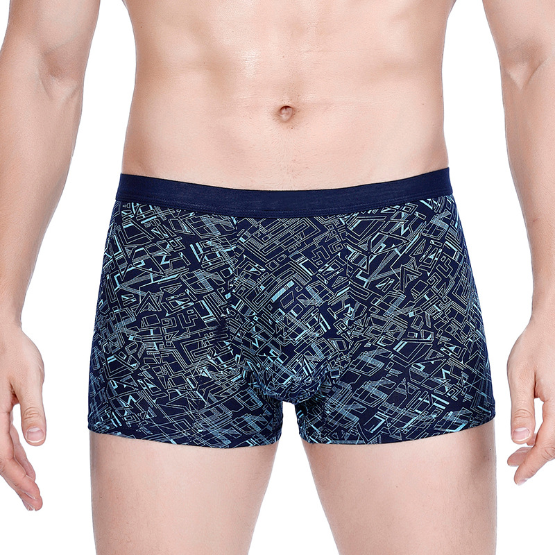 Printed men's underwear, mid-waist seaml...