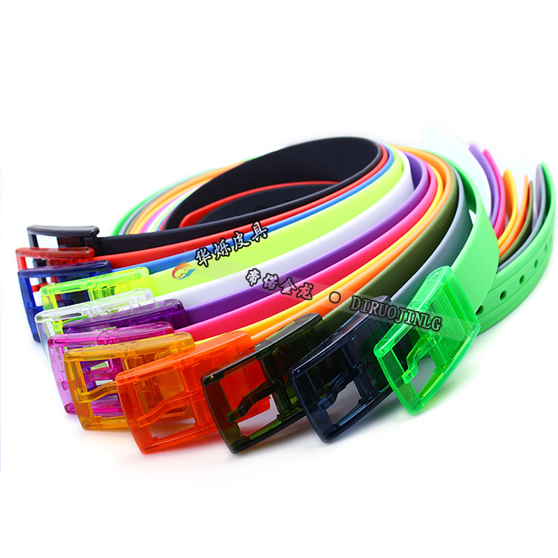 糖果色硅胶打孔腰带情侣款针扣航空腰带彩色塑胶无金属过安检腰带|ru